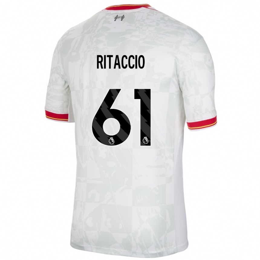 Kids Football Matteo Ritaccio #61 White Red Black Third Jersey 2024/25 T-Shirt Canada