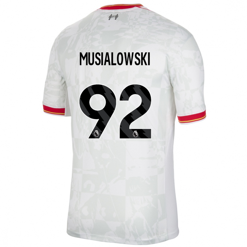 Kids Football Mateusz Musialowski #92 White Red Black Third Jersey 2024/25 T-Shirt Canada