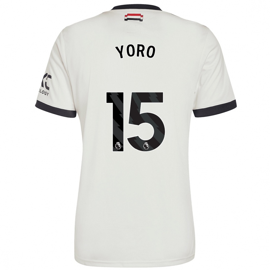 Kids Football Leny Yoro #15 Off White Third Jersey 2024/25 T-Shirt Canada