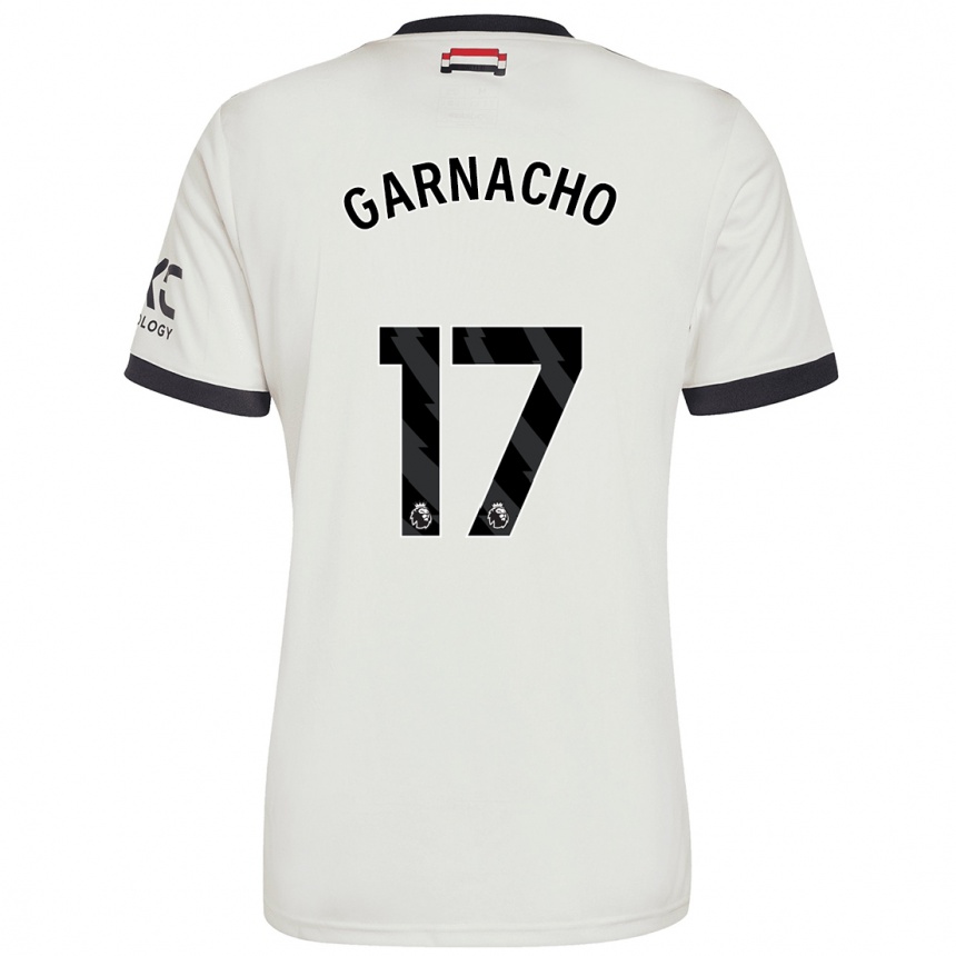 Kids Football Alejandro Garnacho #17 Off White Third Jersey 2024/25 T-Shirt Canada