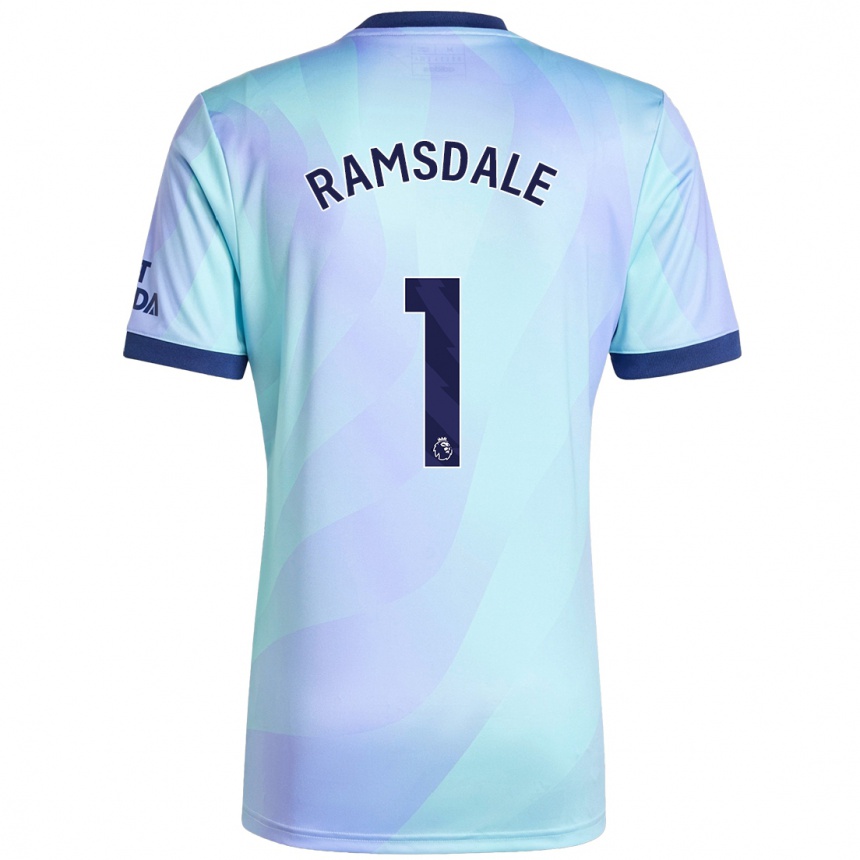 Kids Football Aaron Ramsdale #1 Aqua Third Jersey 2024/25 T-Shirt Canada