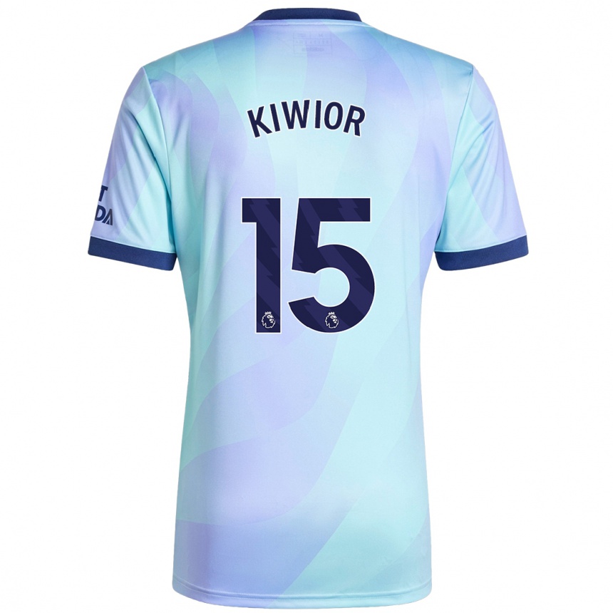 Kids Football Jakub Kiwior #15 Aqua Third Jersey 2024/25 T-Shirt Canada