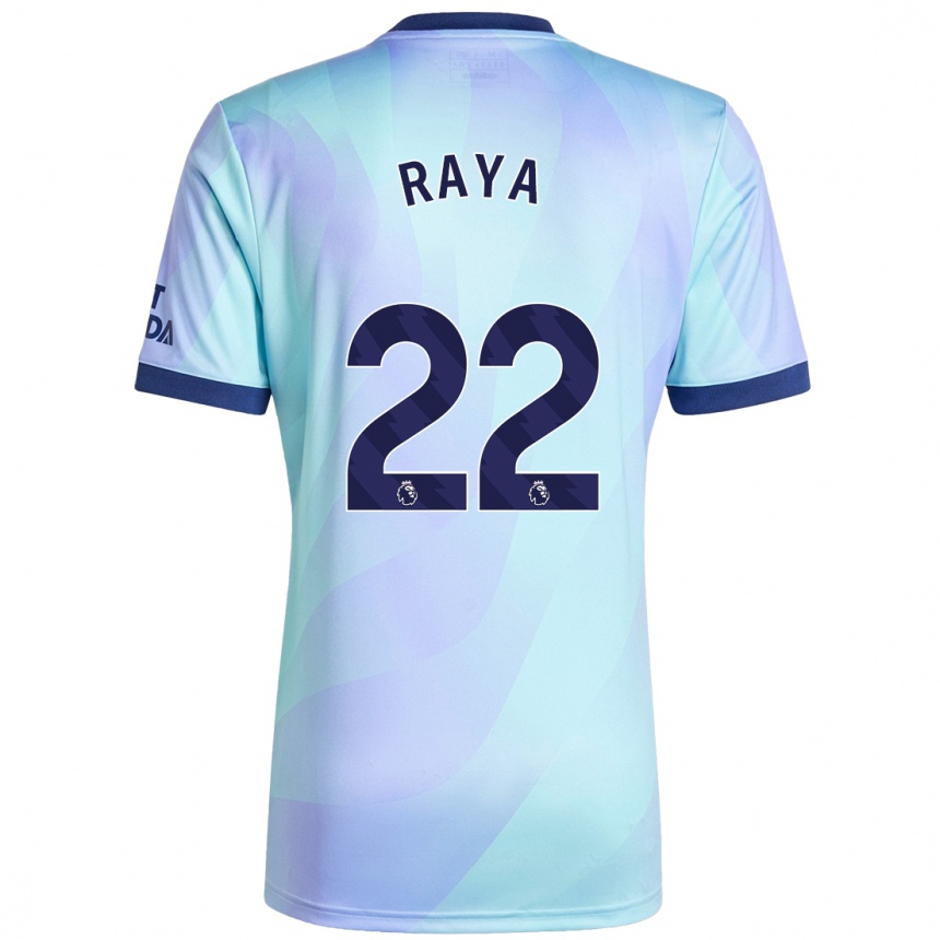 Kids Football David Raya #22 Aqua Third Jersey 2024/25 T-Shirt Canada