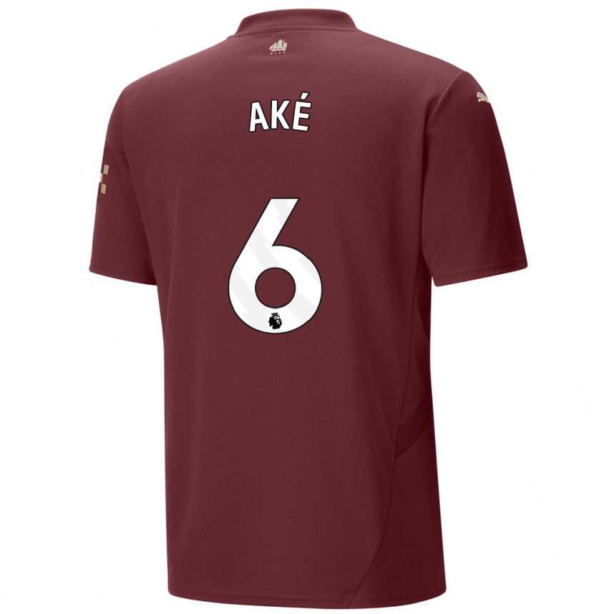 Kids Football Nathan Ake #6 Maroon Third Jersey 2024/25 T-Shirt Canada