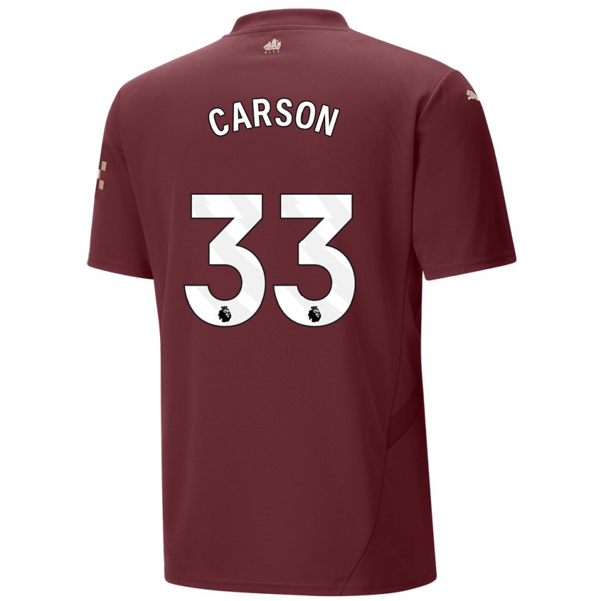 Kids Football Scott Carson #33 Maroon Third Jersey 2024/25 T-Shirt Canada