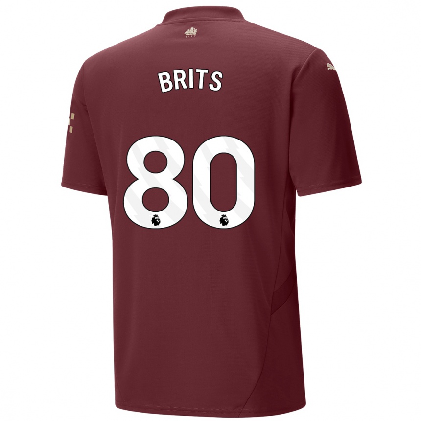 Kids Football Spike Brits #80 Maroon Third Jersey 2024/25 T-Shirt Canada