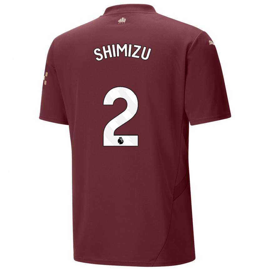 Kids Football Risa Shimizu #2 Maroon Third Jersey 2024/25 T-Shirt Canada