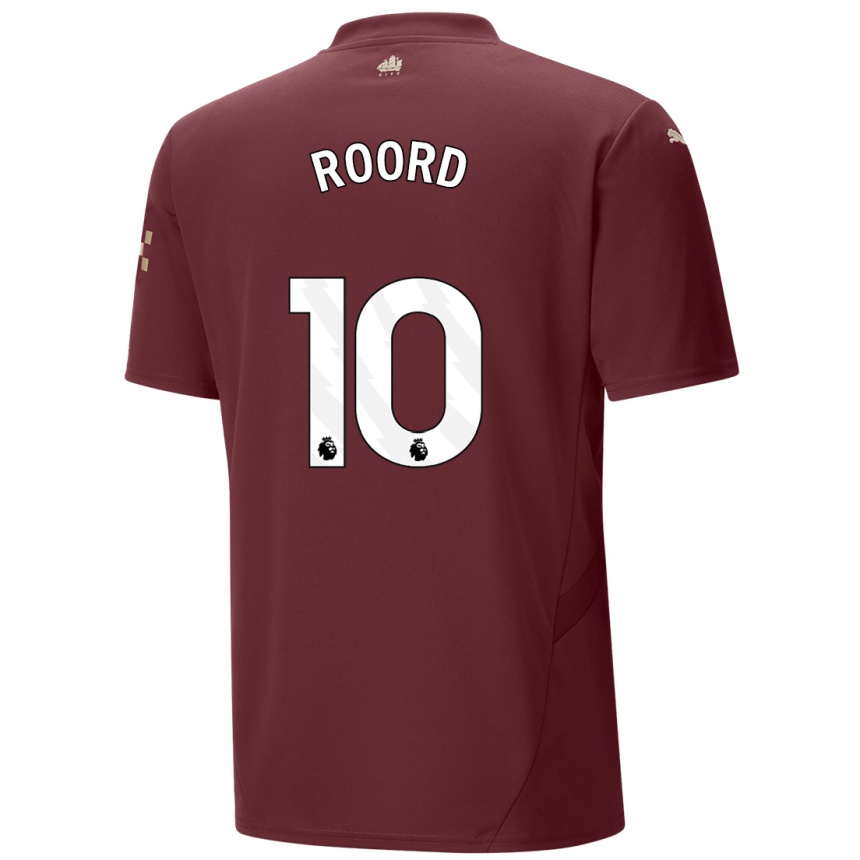 Kids Football Jill Roord #10 Maroon Third Jersey 2024/25 T-Shirt Canada