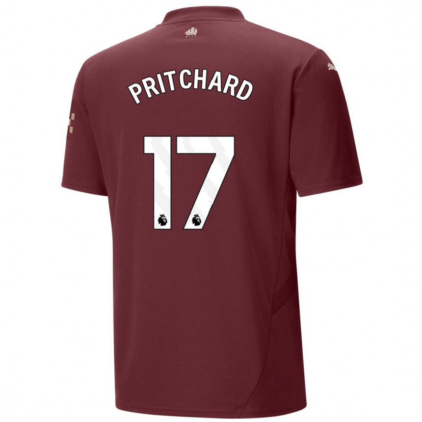 Kids Football Poppy Pritchard #17 Maroon Third Jersey 2024/25 T-Shirt Canada