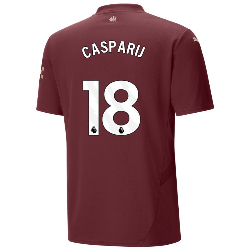 Kids Football Kerstin Casparij #18 Maroon Third Jersey 2024/25 T-Shirt Canada