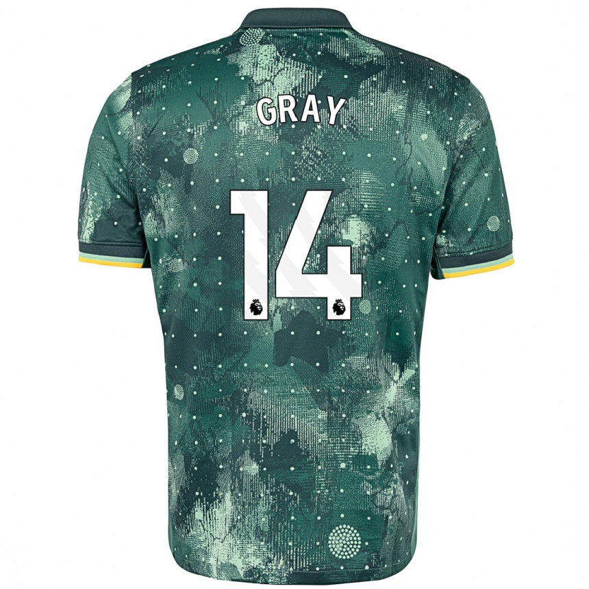 Kids Football Archie Gray #14 Mint Green Third Jersey 2024/25 T-Shirt Canada