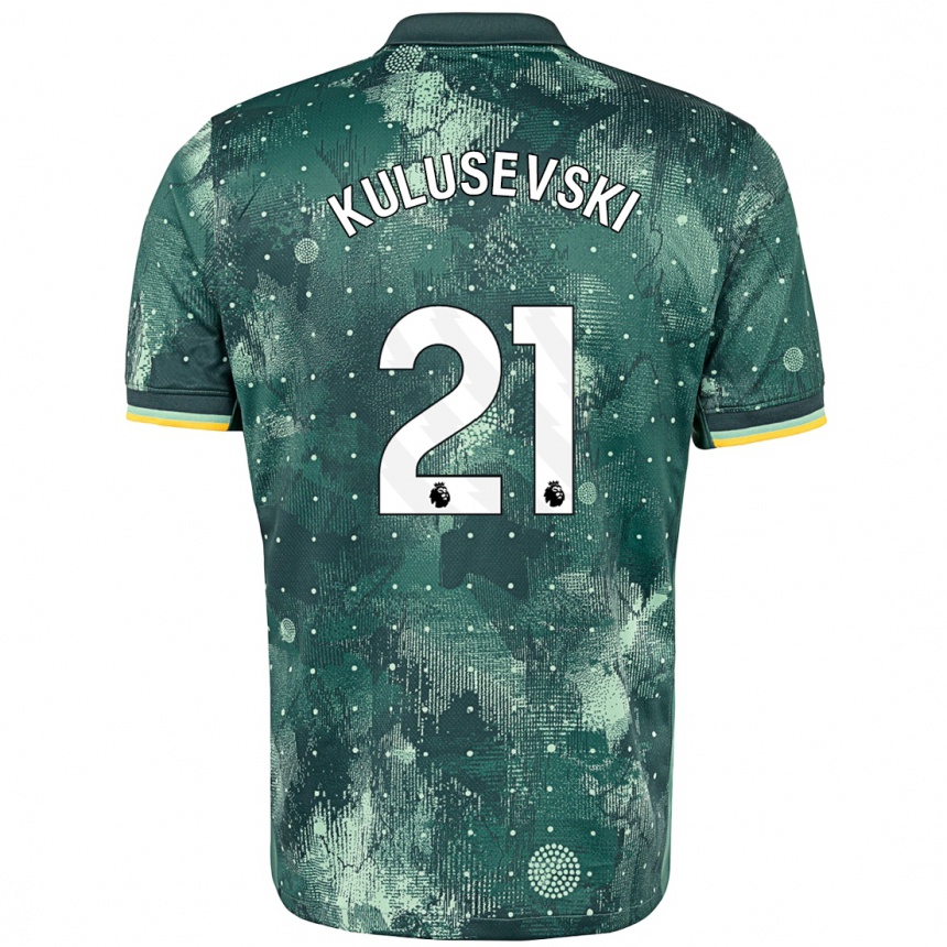 Kids Football Dejan Kulusevski #21 Mint Green Third Jersey 2024/25 T-Shirt Canada