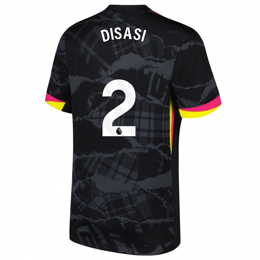 Kids Football Axel Disasi #2 Black Pink Third Jersey 2024/25 T-Shirt Canada