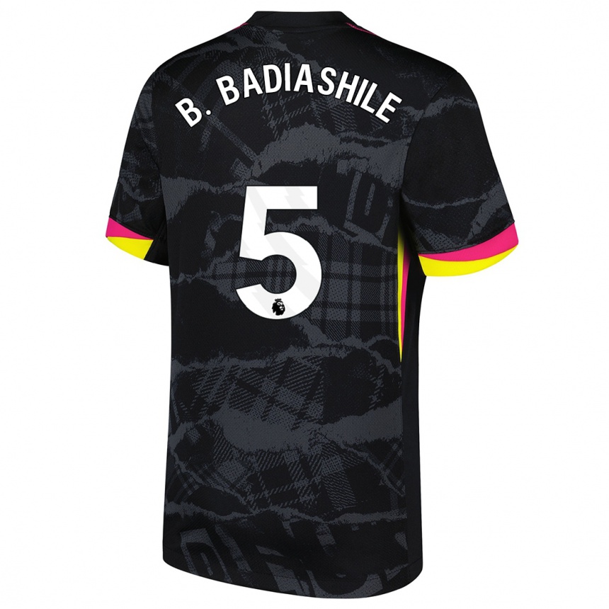 Kids Football Benoît Badiashile #5 Black Pink Third Jersey 2024/25 T-Shirt Canada