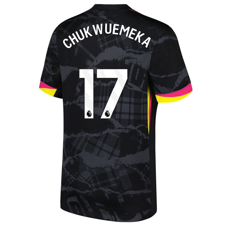 Kids Football Carney Chukwuemeka #17 Black Pink Third Jersey 2024/25 T-Shirt Canada