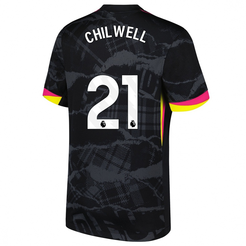 Kids Football Ben Chilwell #21 Black Pink Third Jersey 2024/25 T-Shirt Canada