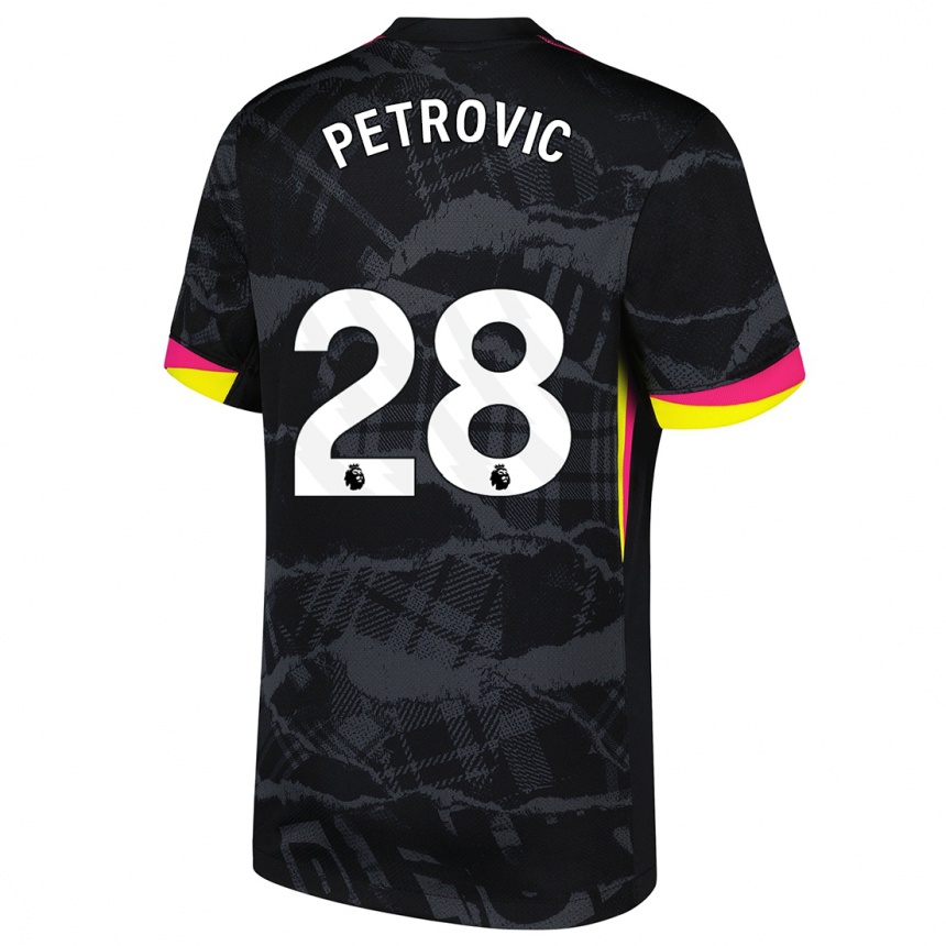 Kids Football Djordje Petrovic #28 Black Pink Third Jersey 2024/25 T-Shirt Canada