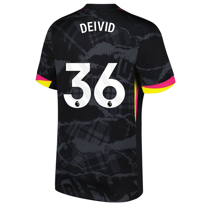 Kids Football Deivid Washington #36 Black Pink Third Jersey 2024/25 T-Shirt Canada