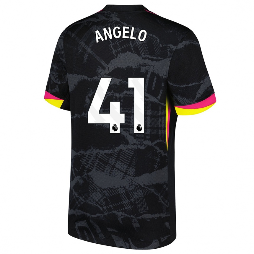 Kids Football Ângelo #41 Black Pink Third Jersey 2024/25 T-Shirt Canada