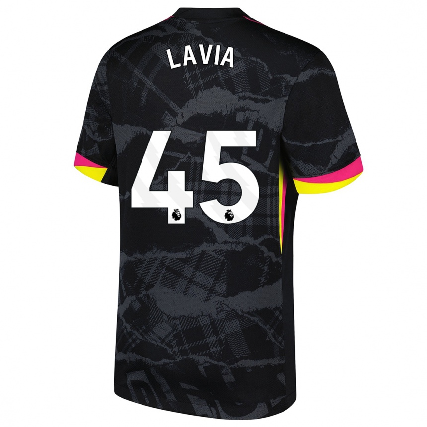 Kids Football Roméo Lavia #45 Black Pink Third Jersey 2024/25 T-Shirt Canada