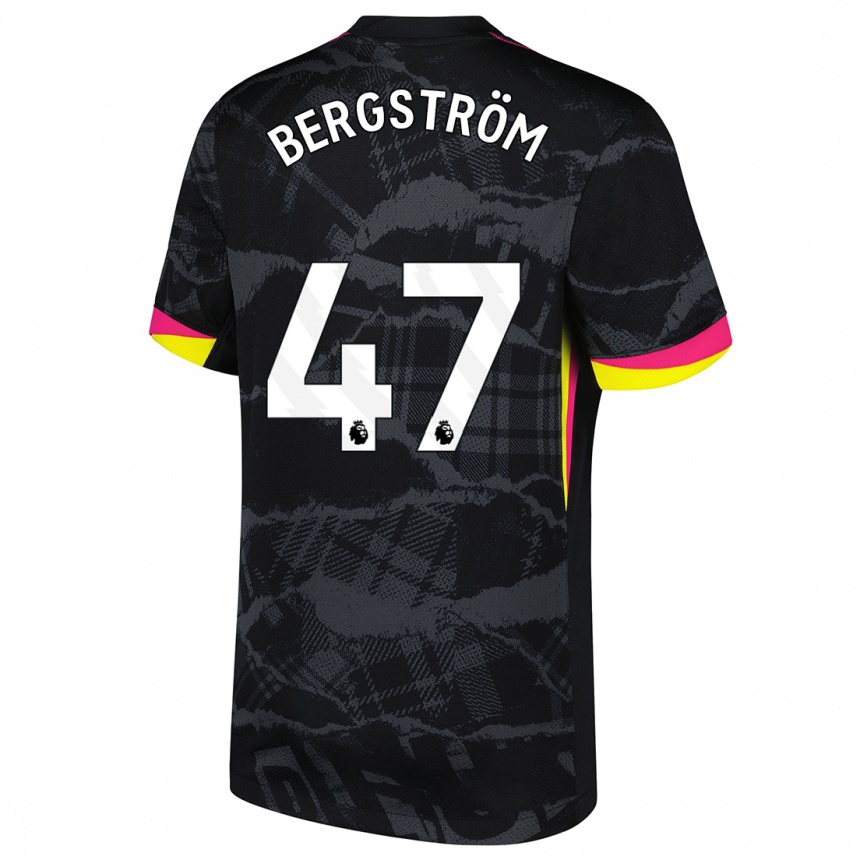 Kids Football Lucas Bergström #47 Black Pink Third Jersey 2024/25 T-Shirt Canada