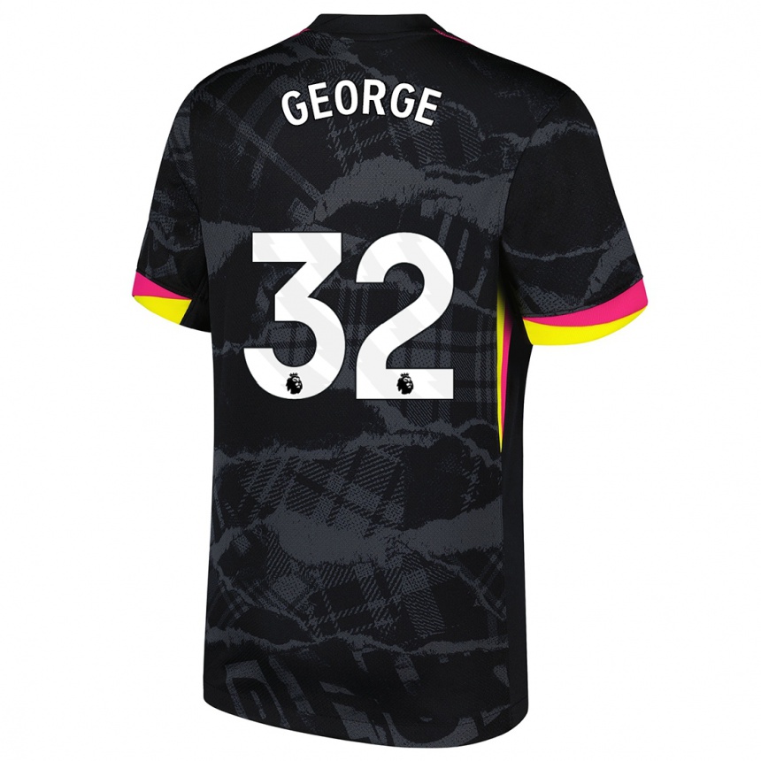 Kids Football Tyrique George #32 Black Pink Third Jersey 2024/25 T-Shirt Canada