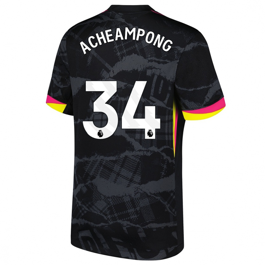 Kids Football Josh Acheampong #34 Black Pink Third Jersey 2024/25 T-Shirt Canada