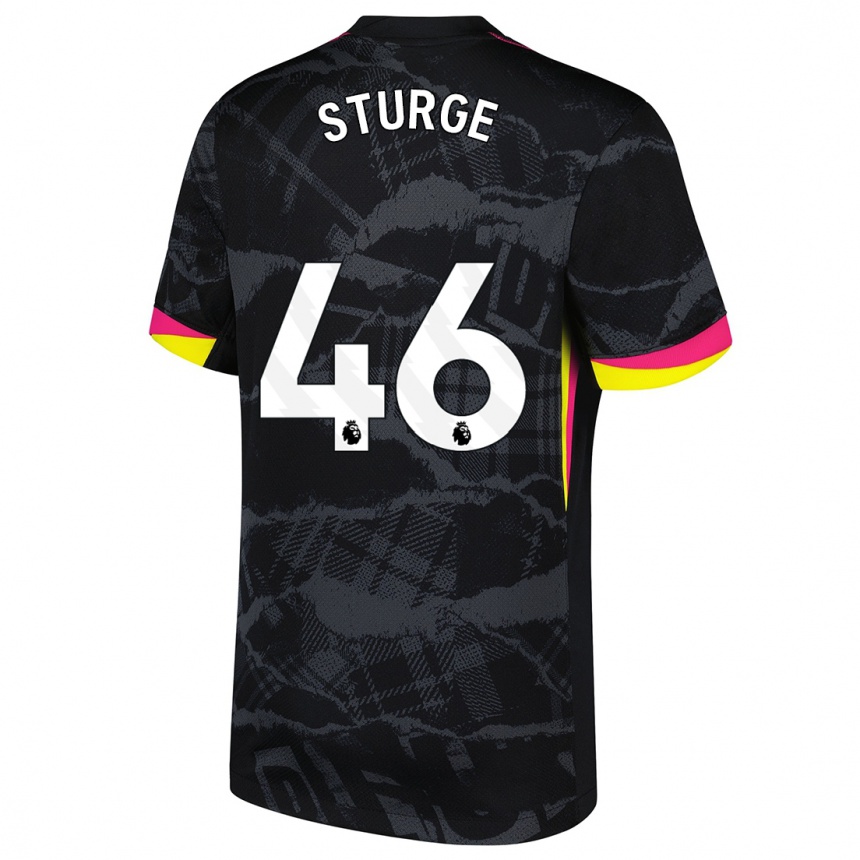 Kids Football Zak Sturge #46 Black Pink Third Jersey 2024/25 T-Shirt Canada