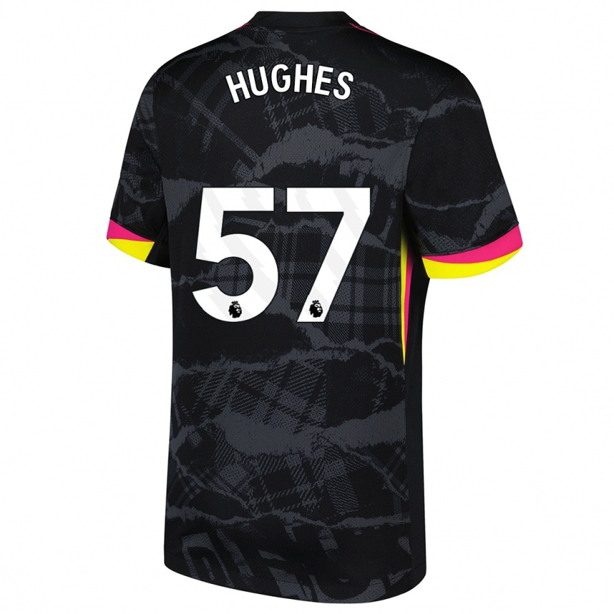 Kids Football Brodi Hughes #57 Black Pink Third Jersey 2024/25 T-Shirt Canada