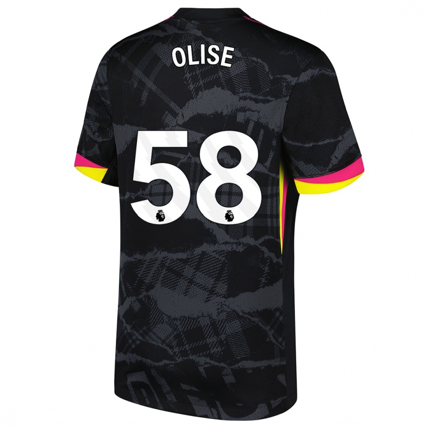 Kids Football Richard Olise #58 Black Pink Third Jersey 2024/25 T-Shirt Canada