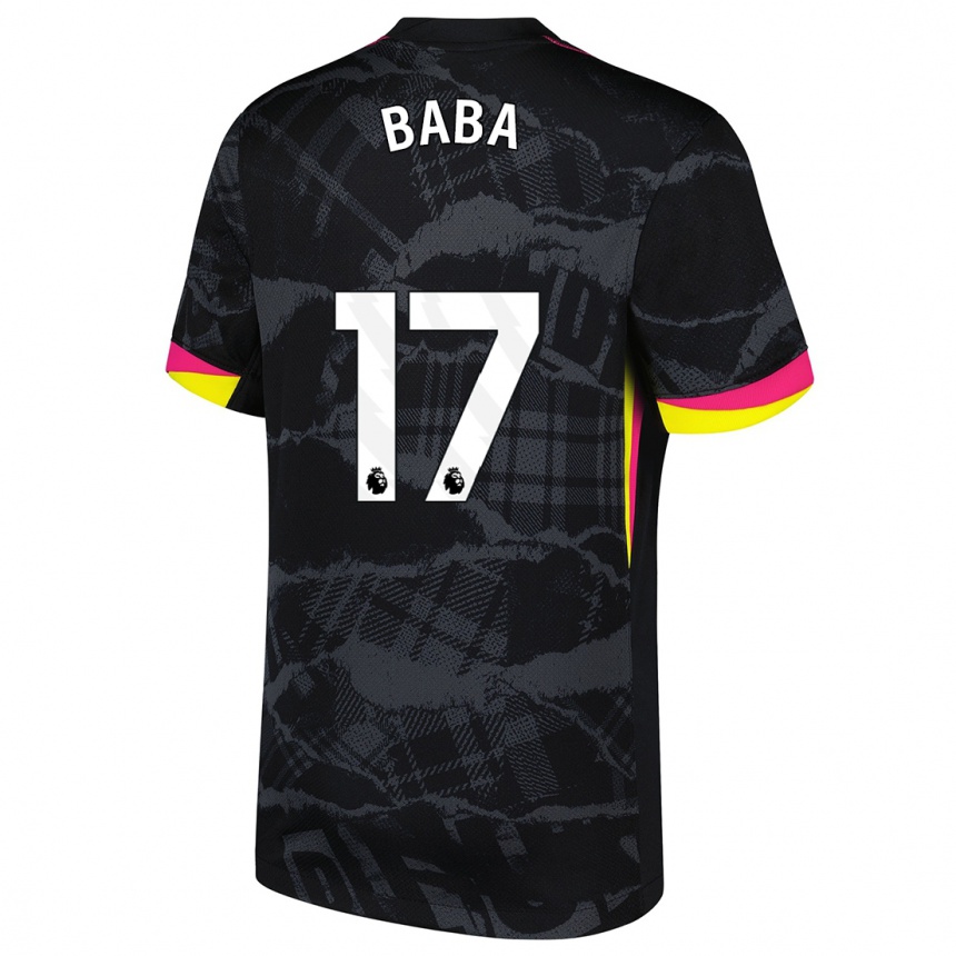 Kids Football Abdul-Rahman Baba #17 Black Pink Third Jersey 2024/25 T-Shirt Canada