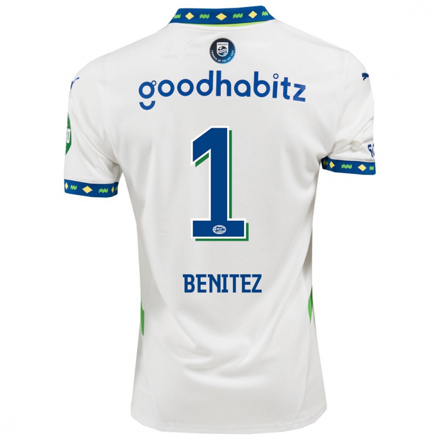 Kids Football Walter Benítez #1 White Dark Blue Third Jersey 2024/25 T-Shirt Canada