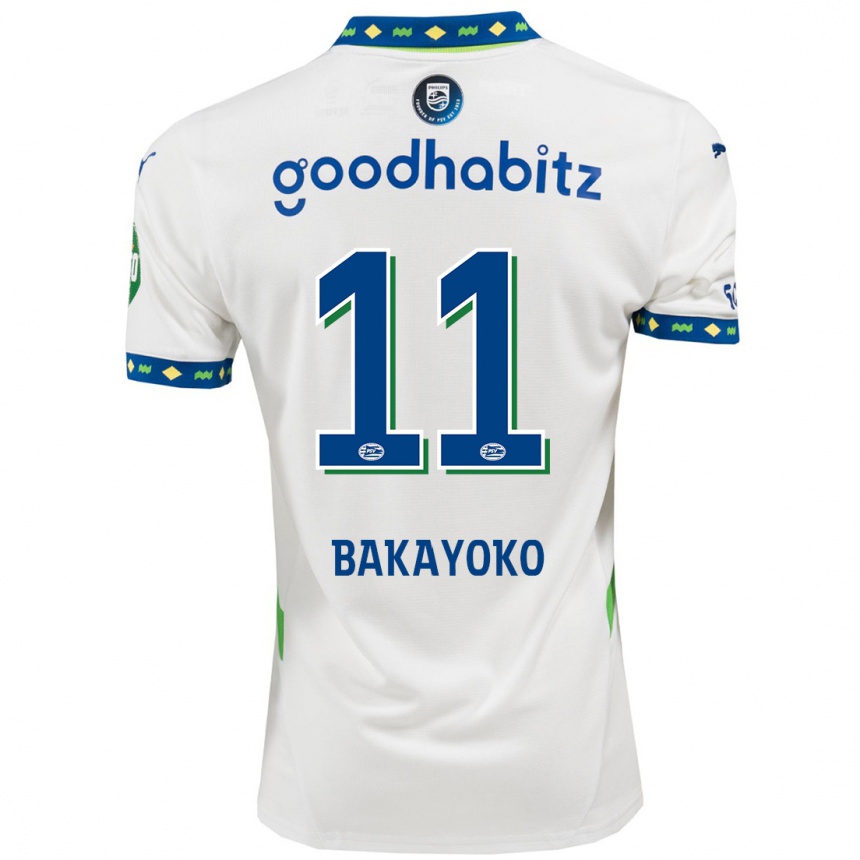 Kids Football Johan Bakayoko #11 White Dark Blue Third Jersey 2024/25 T-Shirt Canada