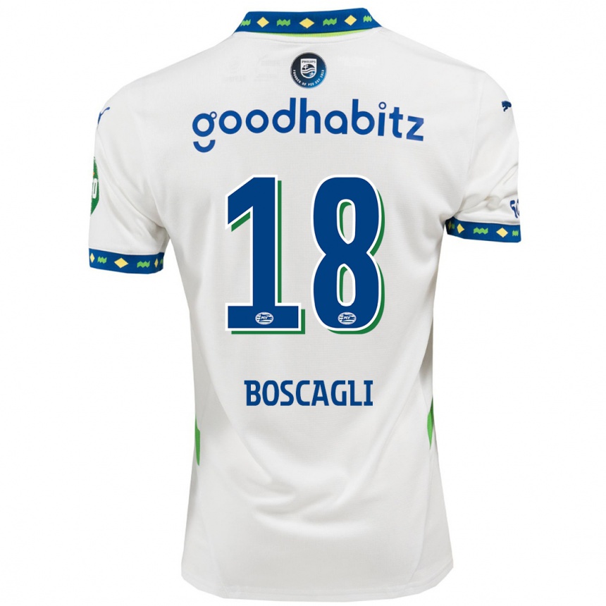 Kids Football Olivier Boscagli #18 White Dark Blue Third Jersey 2024/25 T-Shirt Canada