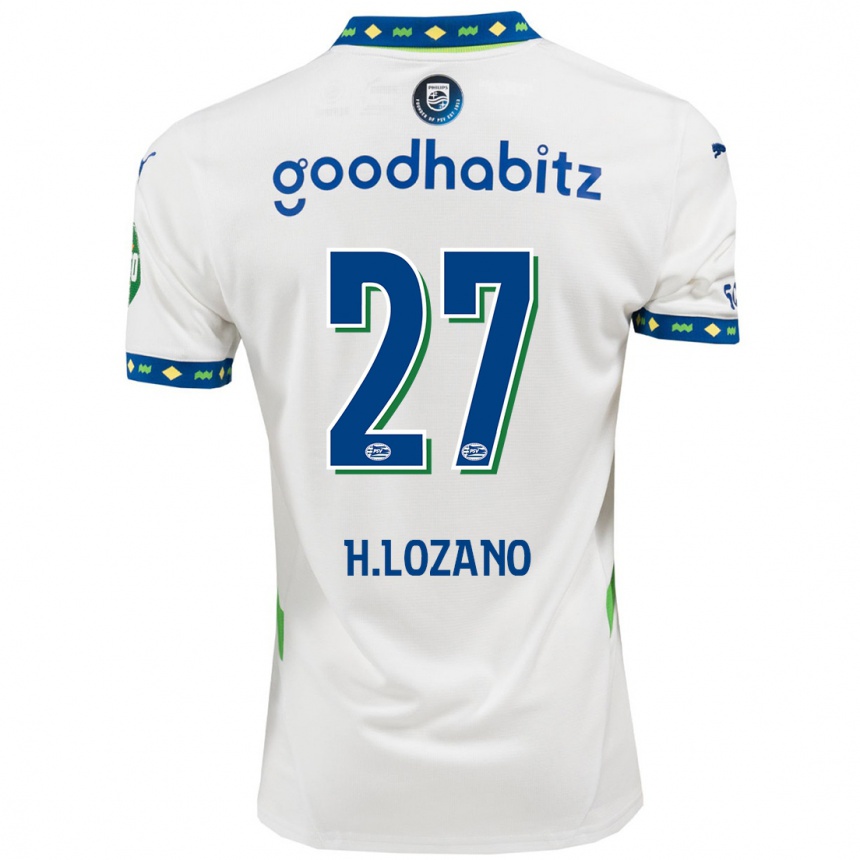 Enfant Football Maillot Hirving Lozano #27 Blanc Bleu Foncé Troisieme 2024/25 Canada