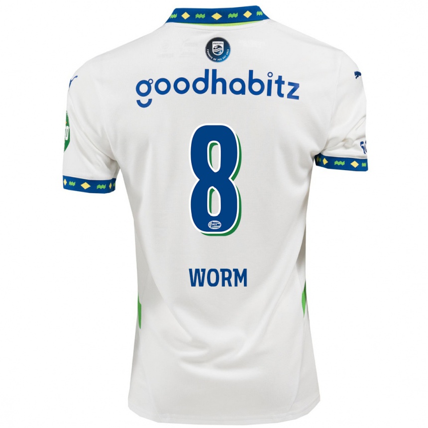 Kids Football Siri Worm #8 White Dark Blue Third Jersey 2024/25 T-Shirt Canada