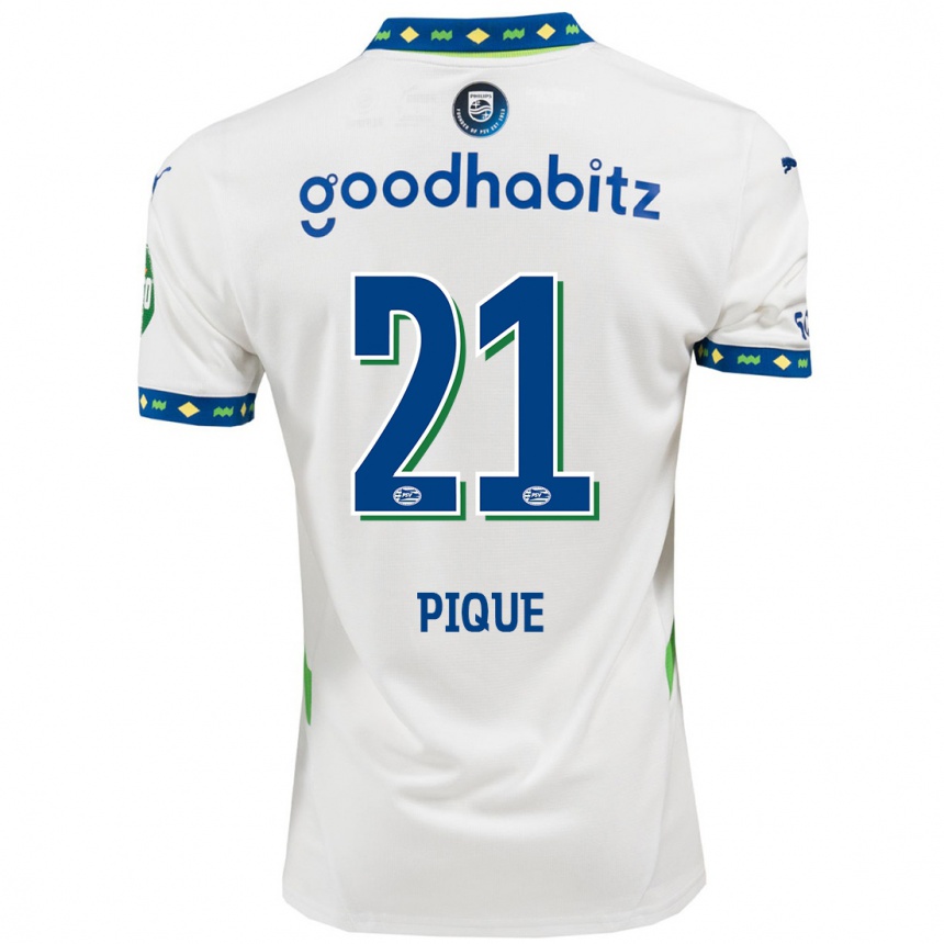 Enfant Football Maillot Naomi Piqué #21 Blanc Bleu Foncé Troisieme 2024/25 Canada