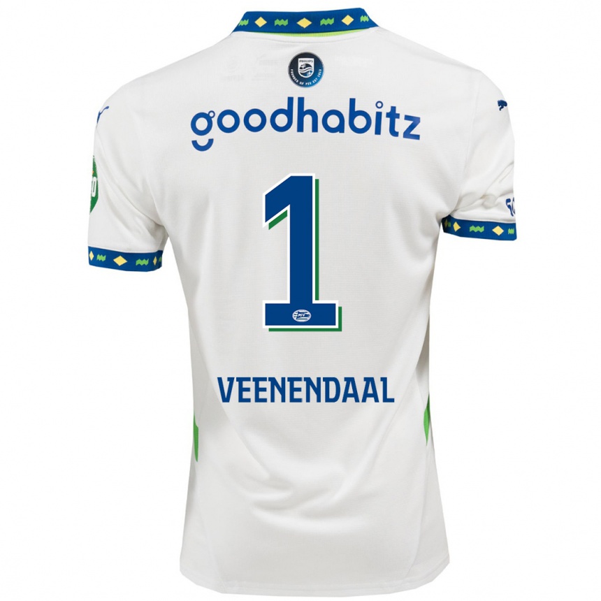 Kids Football Sari Van Veenendaal #1 White Dark Blue Third Jersey 2024/25 T-Shirt Canada