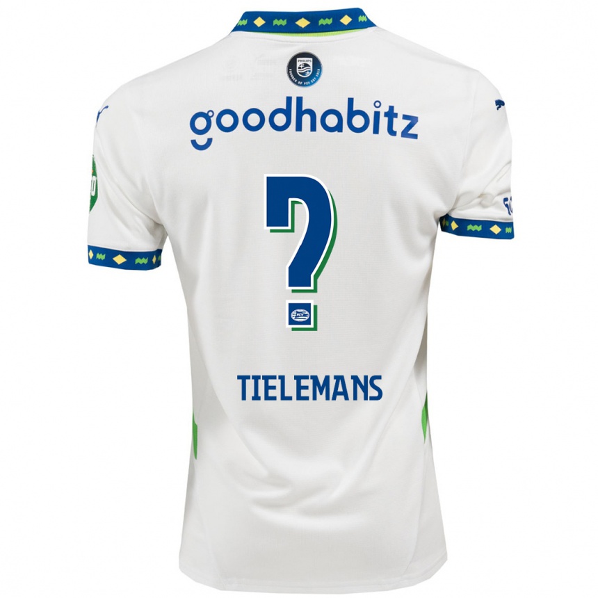 Enfant Football Maillot Mathijs Tielemans #0 Blanc Bleu Foncé Troisieme 2024/25 Canada