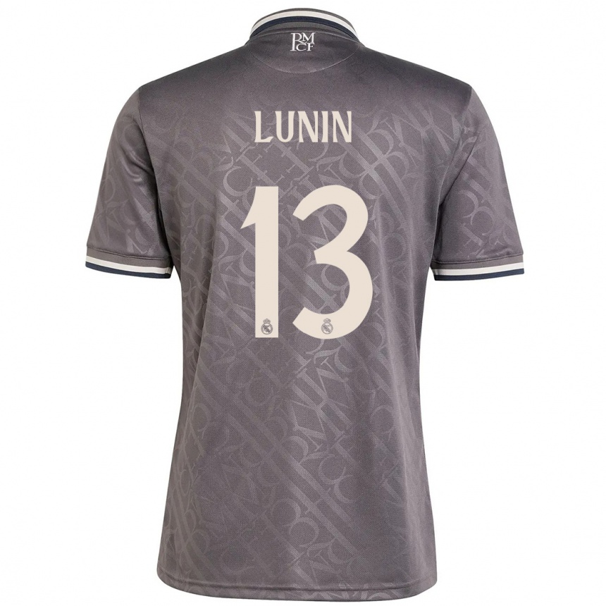 Kids Football Andriy Lunin #13 Charcoal Third Jersey 2024/25 T-Shirt Canada