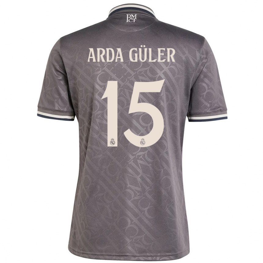 Kids Football Arda Güler #15 Charcoal Third Jersey 2024/25 T-Shirt Canada