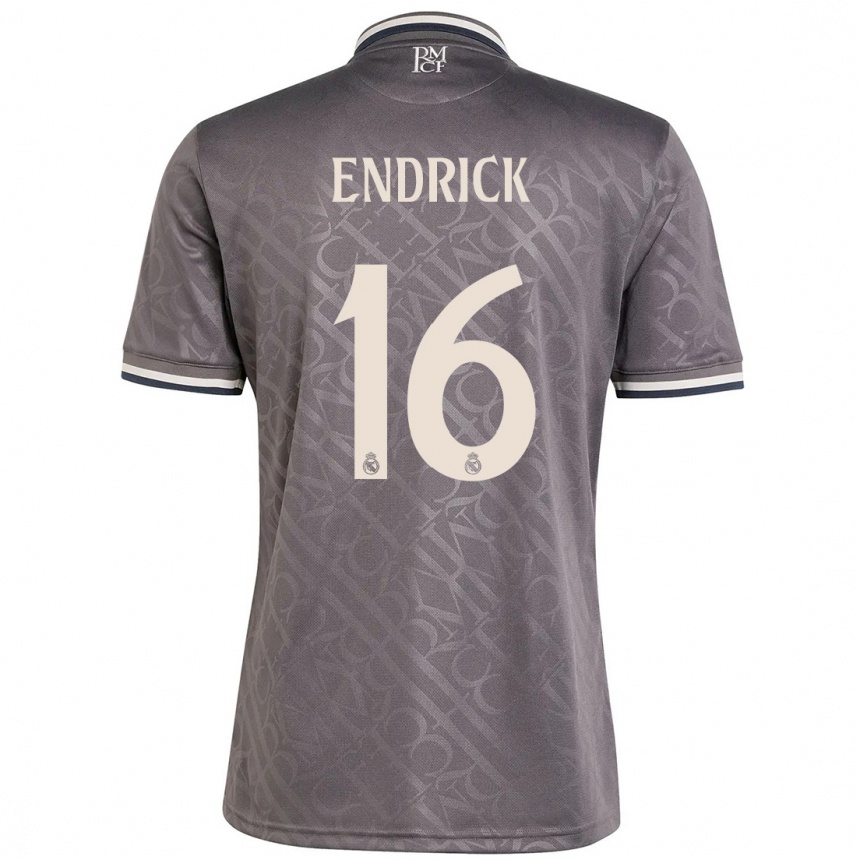 Kids Football Endrick #16 Charcoal Third Jersey 2024/25 T-Shirt Canada