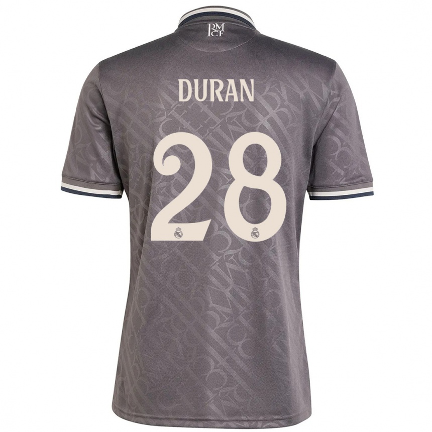 Kids Football Pol Duran #28 Charcoal Third Jersey 2024/25 T-Shirt Canada