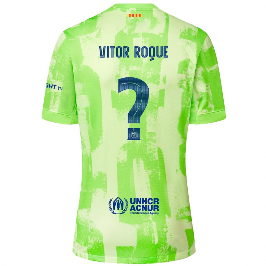 Kids Football Vitor Roque #8 Lime Third Jersey 2024/25 T-Shirt Canada