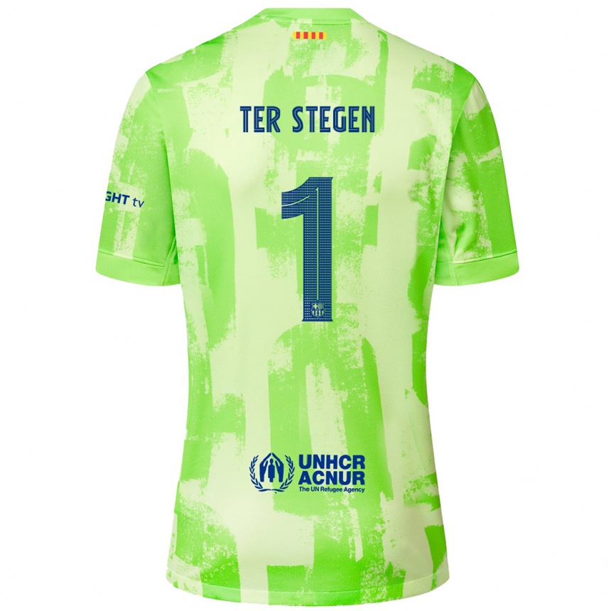 Enfant Football Maillot Marc-Andre Ter Stegen #1 Citron Vert Troisieme 2024/25 Canada