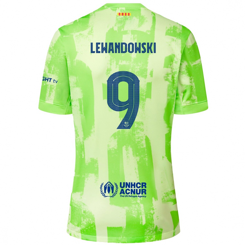 Enfant Football Maillot Robert Lewandowski #9 Citron Vert Troisieme 2024/25 Canada