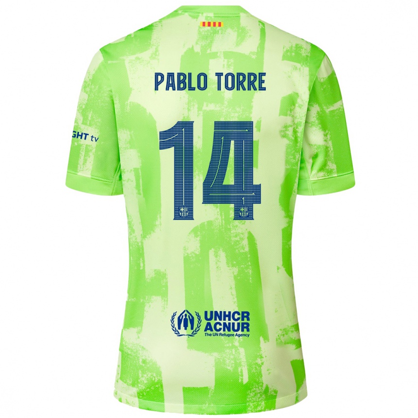 Kids Football Pablo Torre #14 Lime Third Jersey 2024/25 T-Shirt Canada