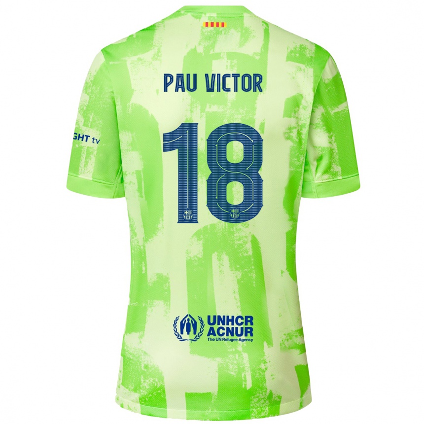 Kids Football Pau Víctor #18 Lime Third Jersey 2024/25 T-Shirt Canada