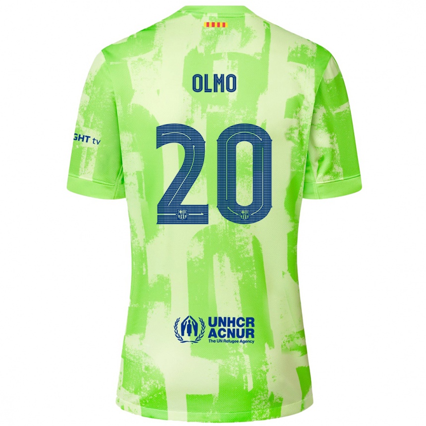 Kids Football Dani Olmo #20 Lime Third Jersey 2024/25 T-Shirt Canada