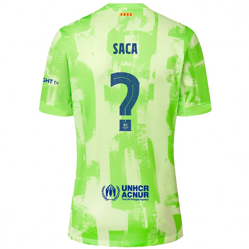 Kids Football Leo Saca #0 Lime Third Jersey 2024/25 T-Shirt Canada